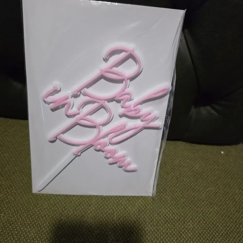 Baby in Bloom Double Layer premium acrylic cake topper Pink NIP